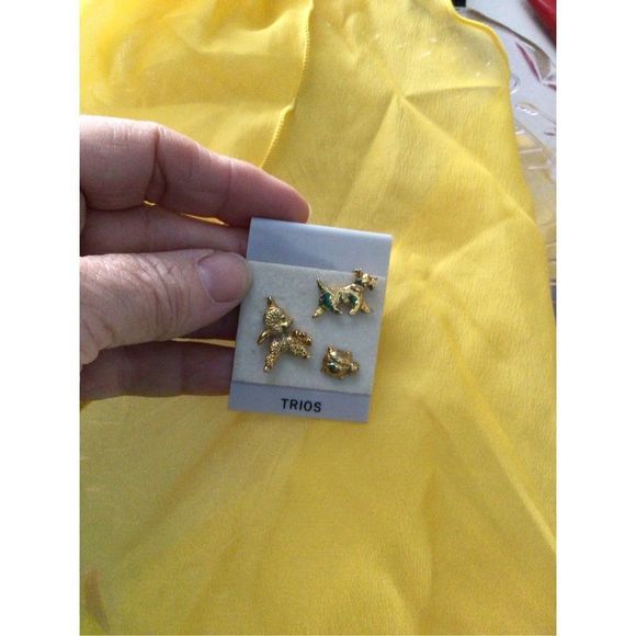 Vintage Lapel Pins Trio Set Scottie Dog, Lady Bug, Lamb Gold - Picture 10 of 12